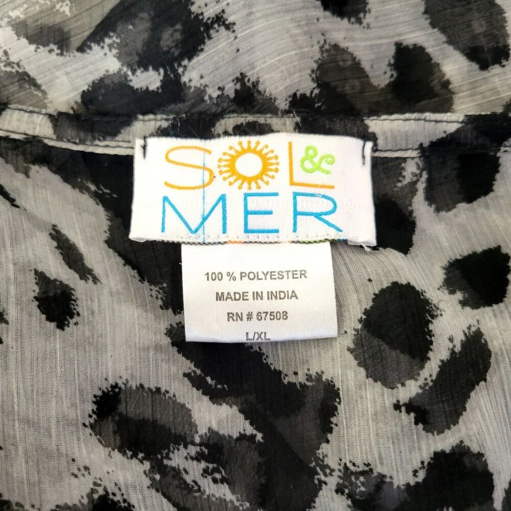 Sol & Mer Sheer Animal Print Caftan Poncho Swim Cover-Up - Picture 4 of 4